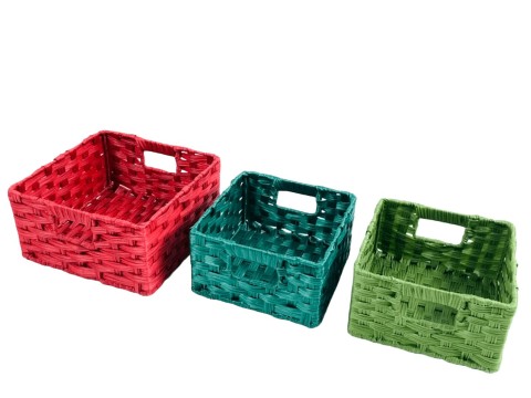 Artisanal PE Resin Decorative Baskets with Cut-Out Handles